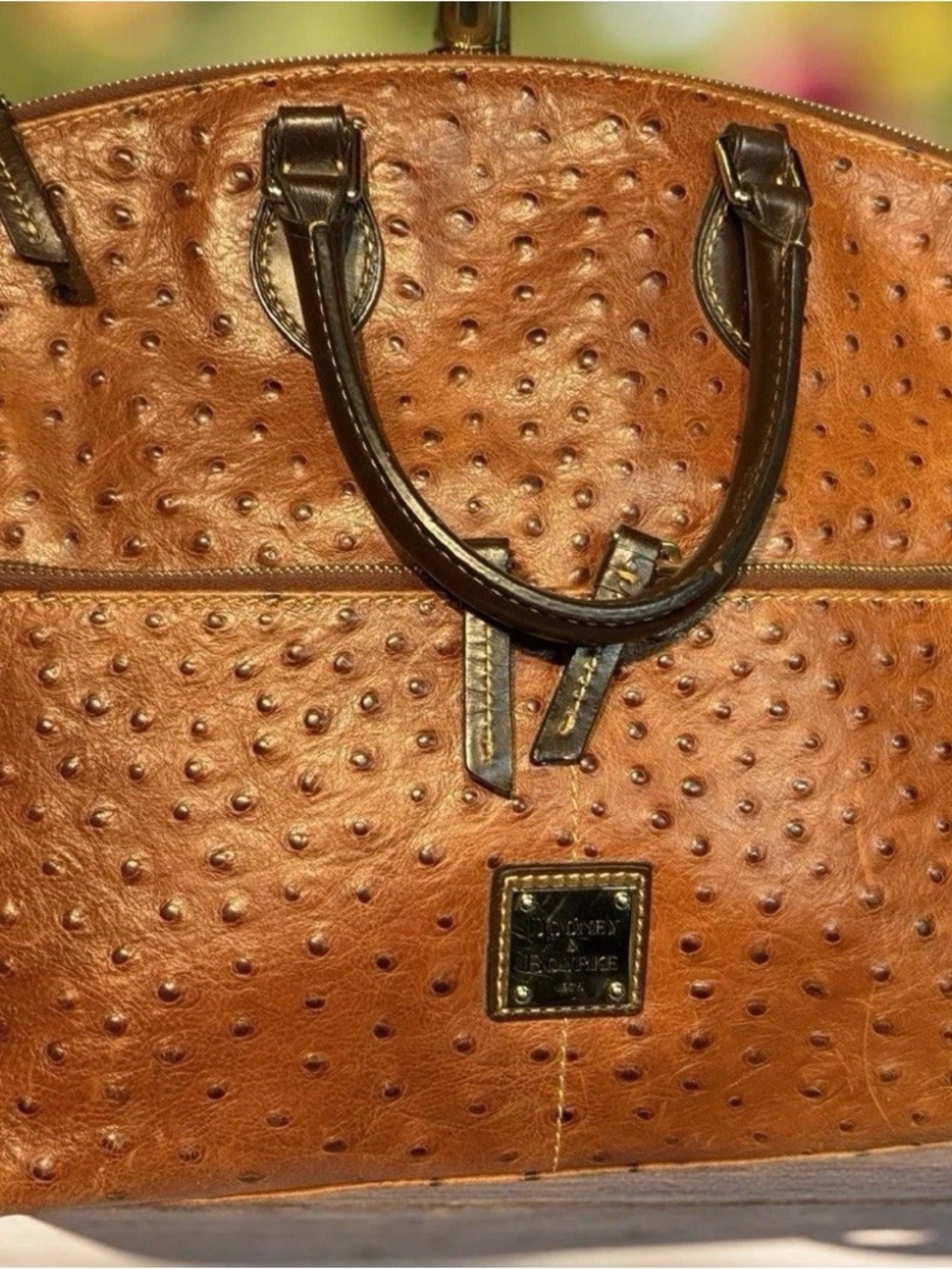 Vintage Dooney & Bourke Tan Ostrich-Embossed Tote